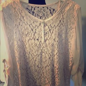Lace top with cami and tie